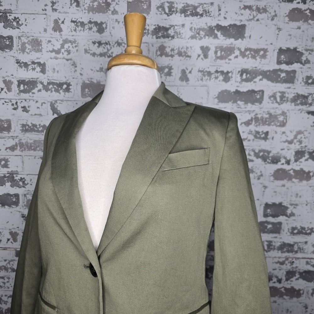 NEW $250 Banana Republic Blazer Womens Size 4 Olive Italian Linen Cotton Emmetex